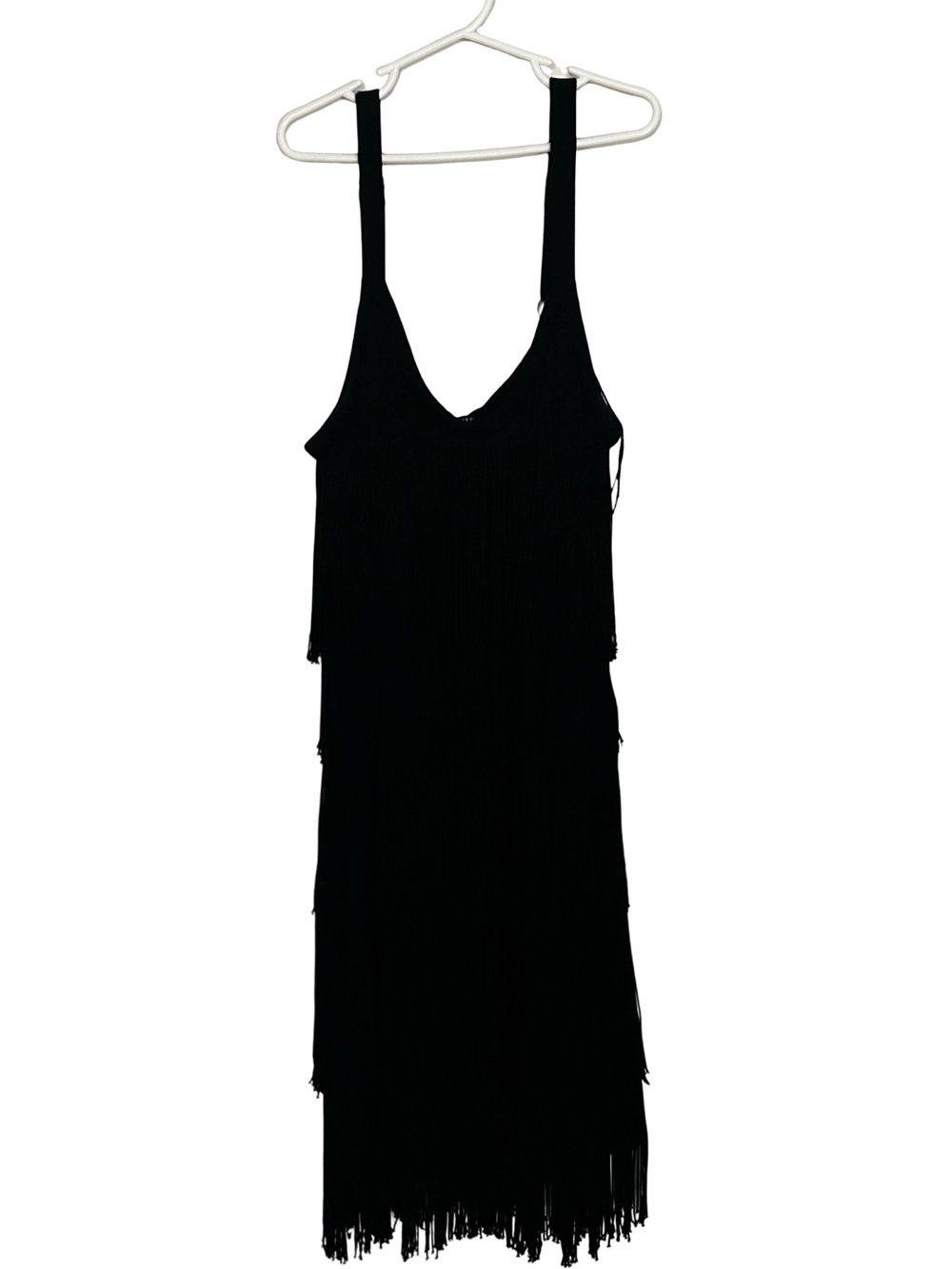 Forever 21 Black Fringe Midi Slip Dress